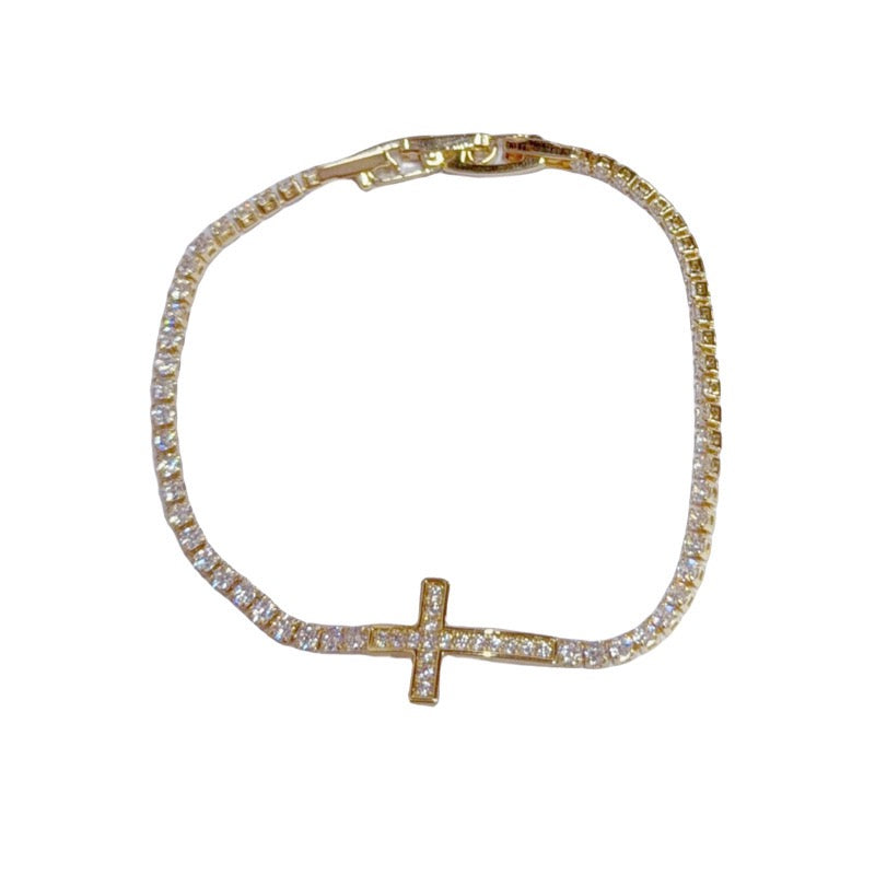Sparkling Cross Tennis Bracelet