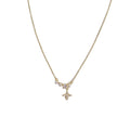 Gold-tone beaded chain necklace with a small star pendant on a white background.