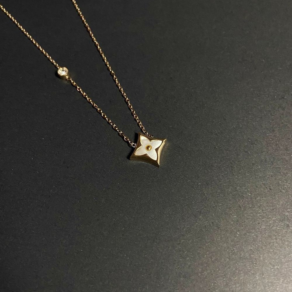 Gold-Tone Four-Petal Pendant Necklace