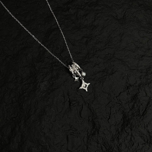 Silver-Tone Multi-Charm Star Necklace