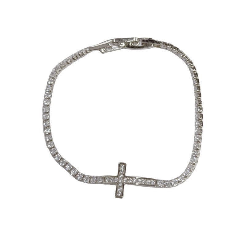 Sparkling Cross Tennis Bracelet